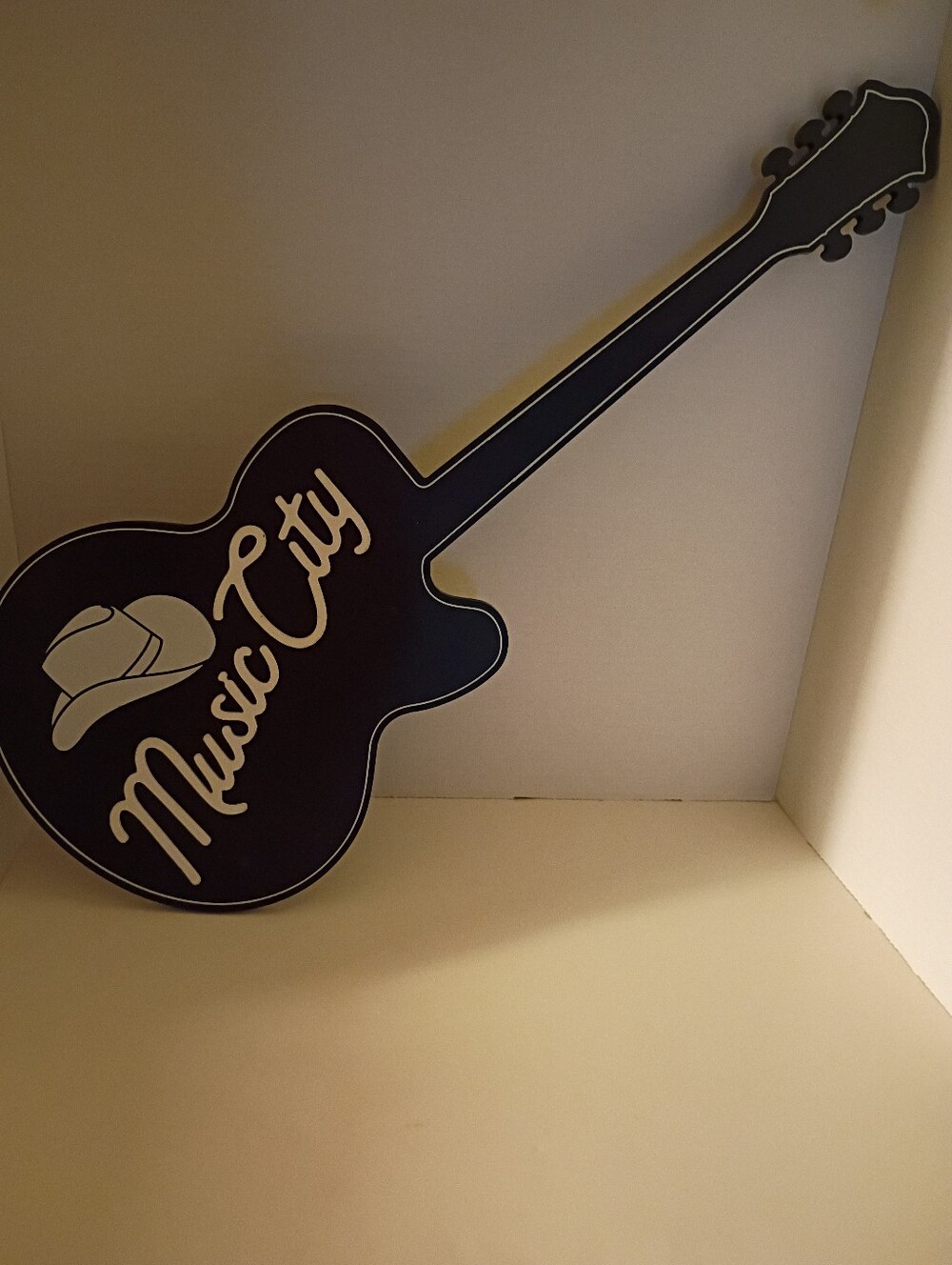 Music City Guitar Wall Mounted Wooden Sign 24X9 5"